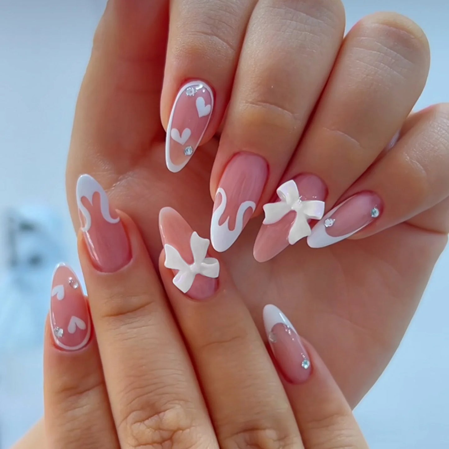 White French Short 3D Press on Nails