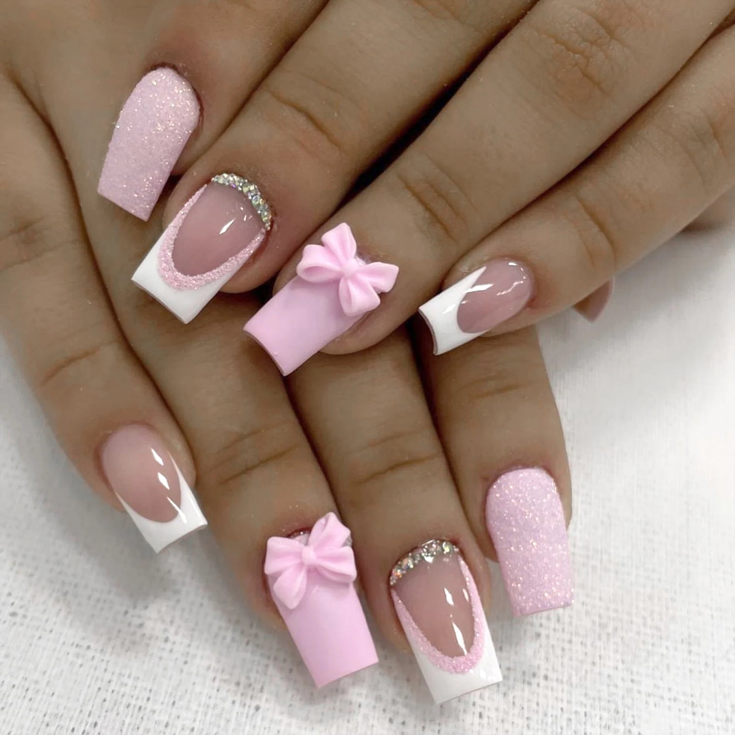 White French Short 3D Press on Nails