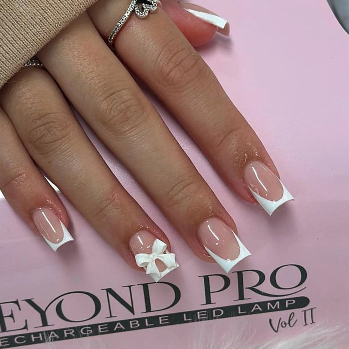 White French Short 3D Press on Nails