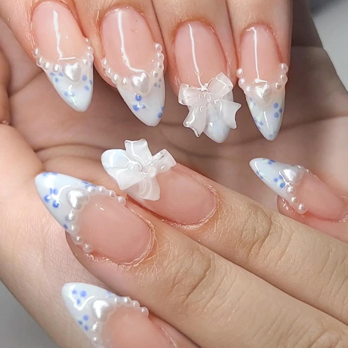 White French Short 3D Press on Nails