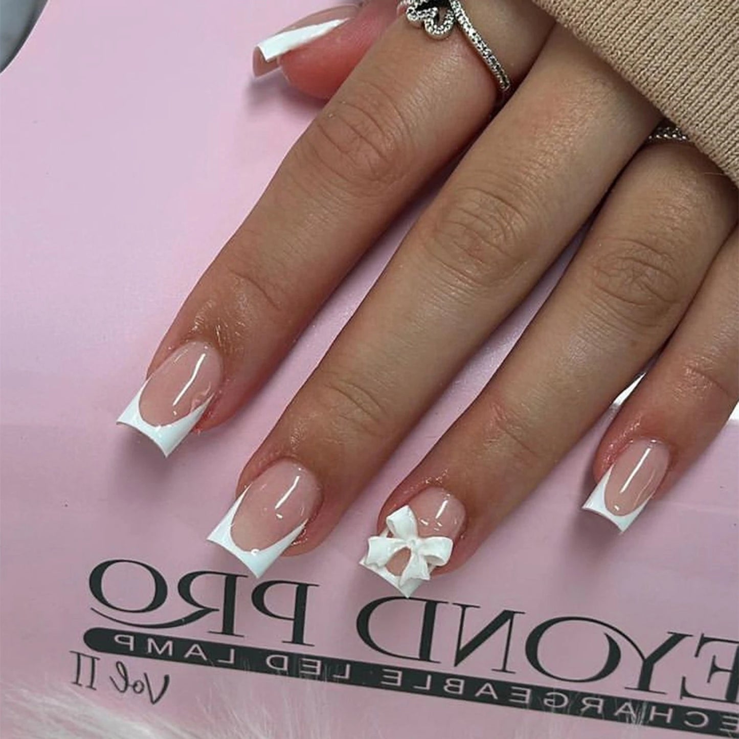 White French Short 3D Press on Nails