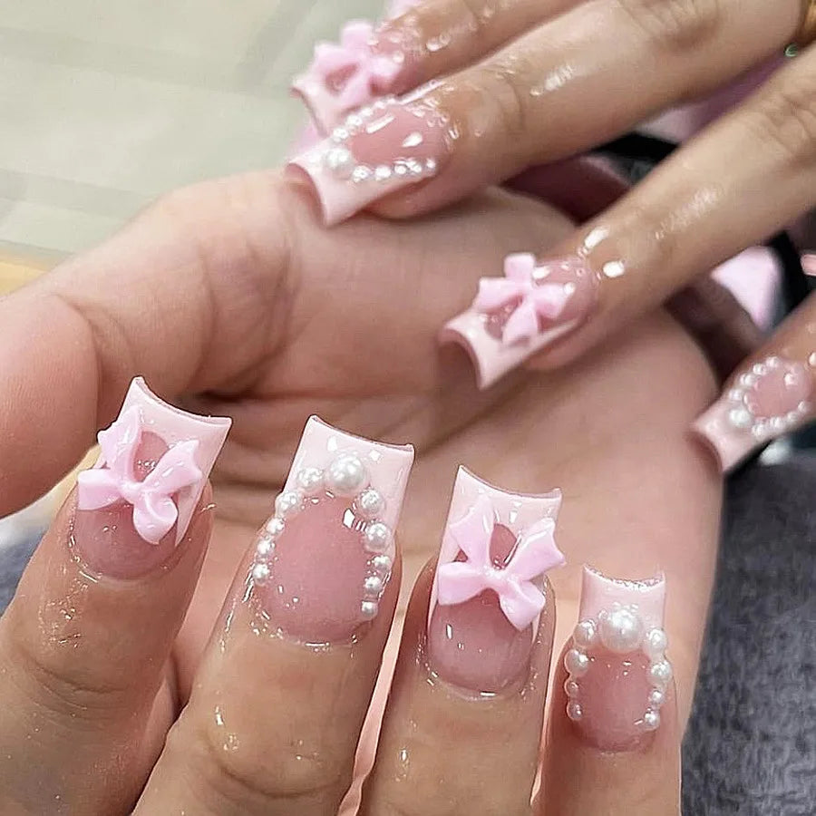 White French Short 3D Press on Nails