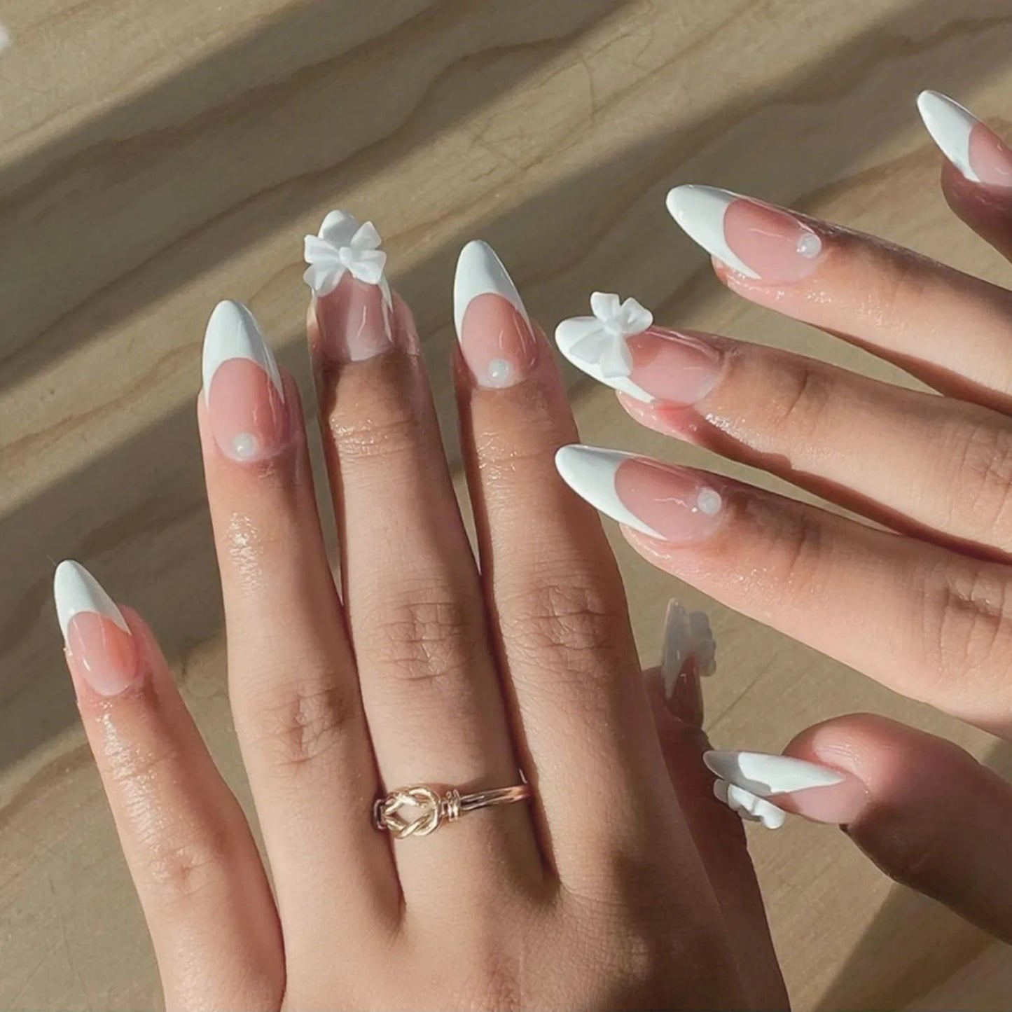 White French Short 3D Press on Nails