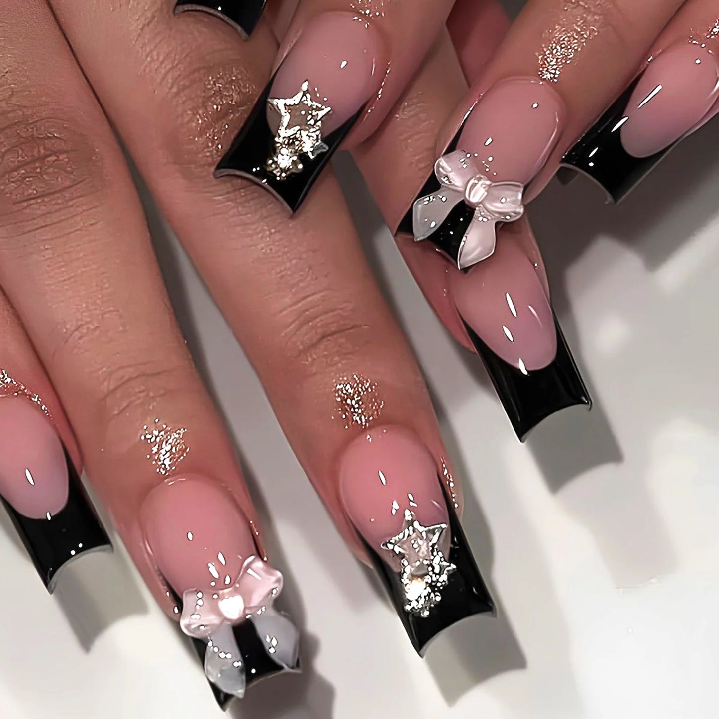 White French Short 3D Press on Nails