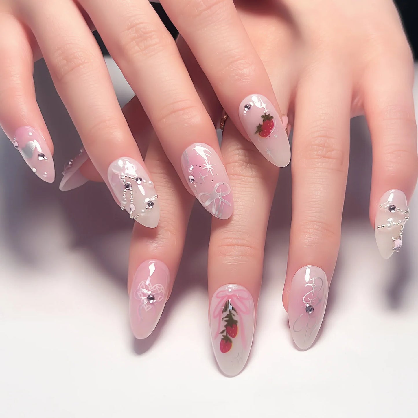 White French Short 3D Press on Nails