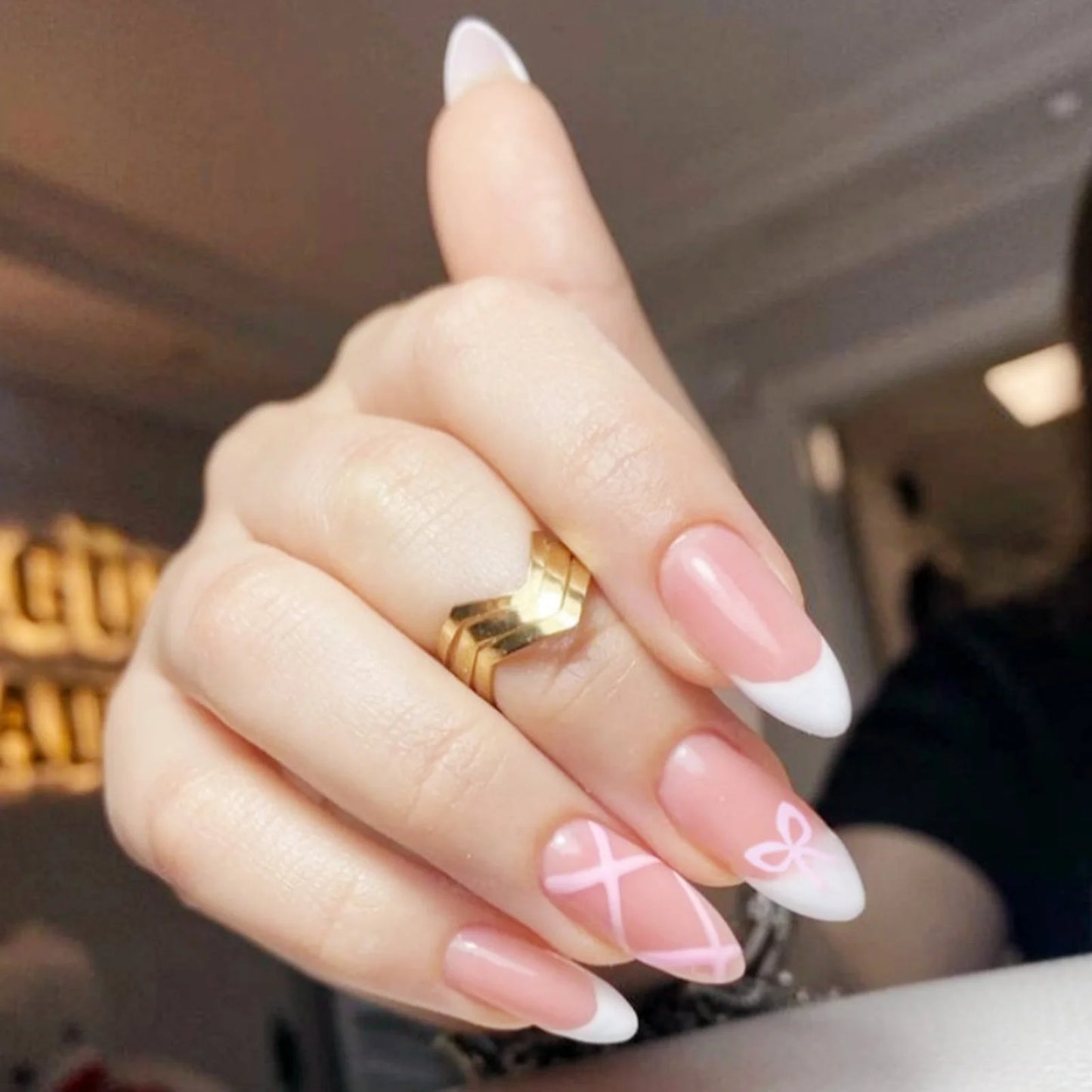 White French Short 3D Press on Nails