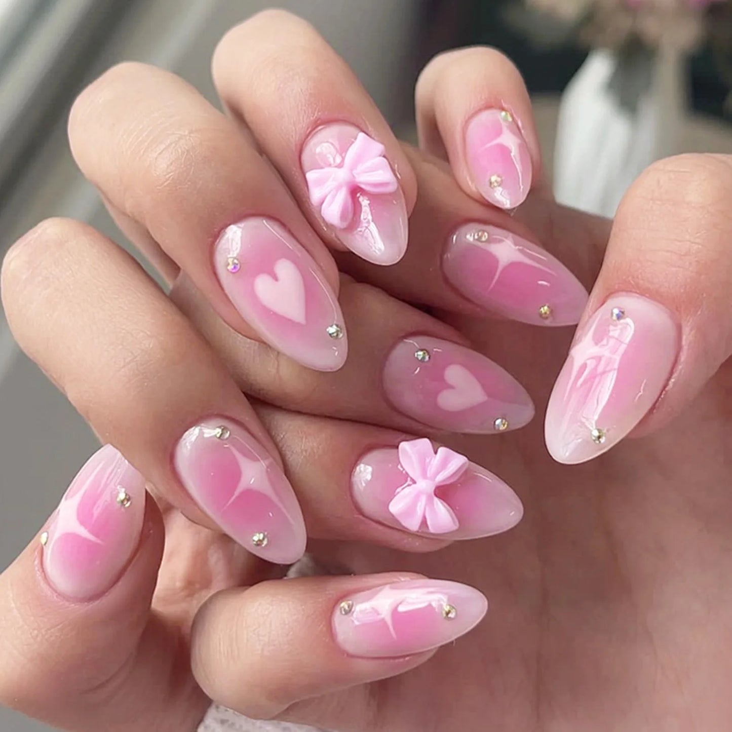 White French Short 3D Press on Nails