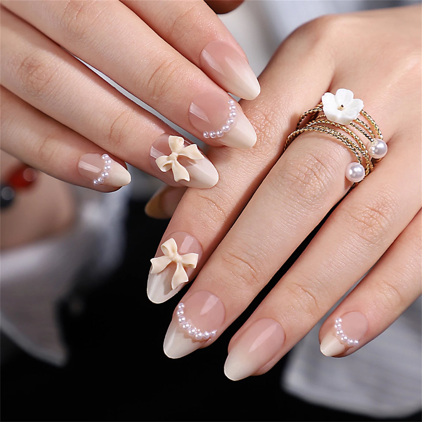 White French Short 3D Press on Nails